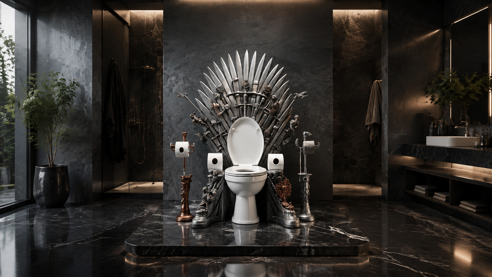 Trono em banheiro sofisticado
